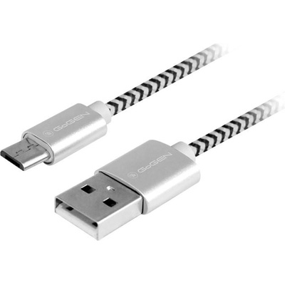 GoGEN MICUSB100MM24 USB / micro USB, opletený, 1m, stříbrný