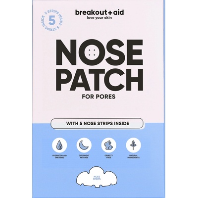 Breakout+aid Čistící náplasti na rozšířené póry na nose 5 ks