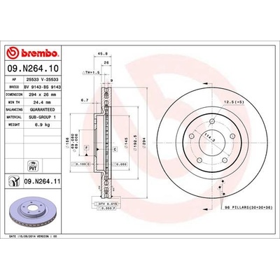 BREMBO Brzdový kotúč 09N26411