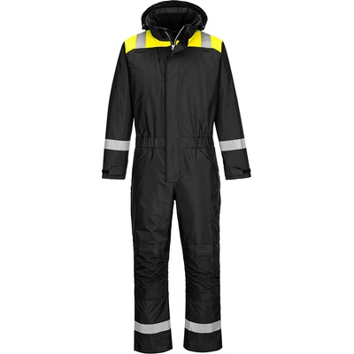 Portwest hi-vis pw353 / Премиум зимен гащеризон, светлоотразителен - hv жълто/черно s (pw353bkys)