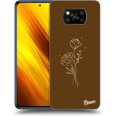 Pouzdro Picasee silikonové Xiaomi Poco X3 - Brown flowers černé