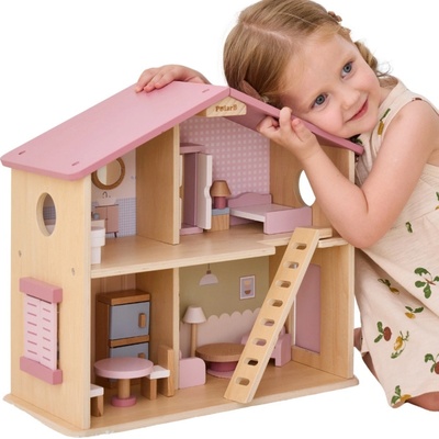 VIGA PolarB Velký dřevěný domeček pro panenky 17 ks