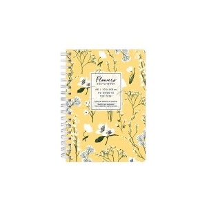 Drasca Скечбук Flowers 120г А6 60л Poppies жълт фон