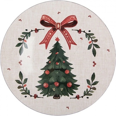 Clayre & Eef Plastový servírovací talíř se stromky Christmas Harmony L - Ø 40*1 cm