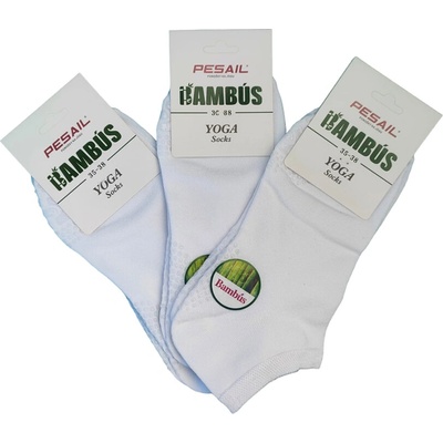 Pesail Bambusové kotníkové ponožky na Jógu 3 páry bílé