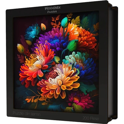 WoodMix Puzzles Дървен пъзел WoodMix, Цветя, 200 части - Астри (WM-1FL-0003)