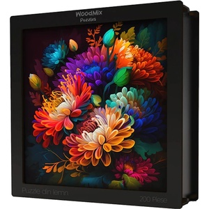 WoodMix Puzzles Дървен пъзел WoodMix, Цветя, 200 части - Астри (WM-1FL-0003)