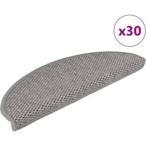 vidaXL Самозалепващи стелки за стълби вид сизал 30бр 65x21x4 см сребро (3365871)