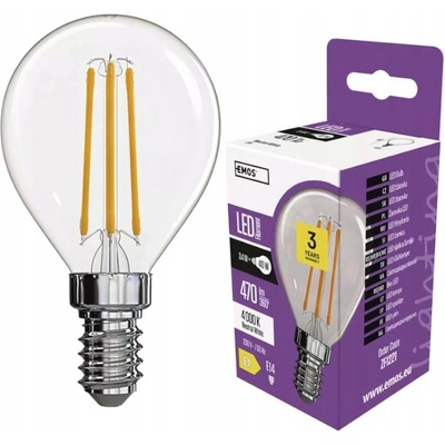 Emos LED žiarovka Filament Mini Globe 3,4 W E14 neutrálna biela