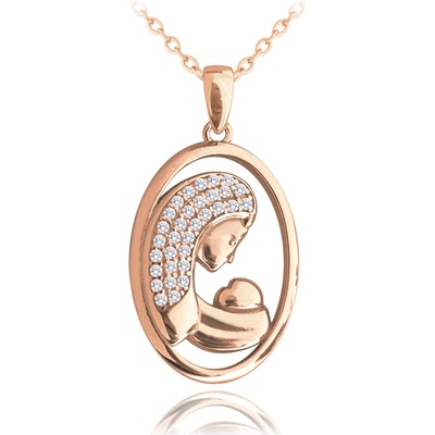 Minet Rose gold stříbrný madona s bílými zirkony JMAN0419RN45