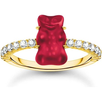 Thomas Sabo Пръстен Thomas Sabo x HARIBO Mini Red Goldbear Zirconia 18k златно покритие EU54 (TR2459-414-10-54)