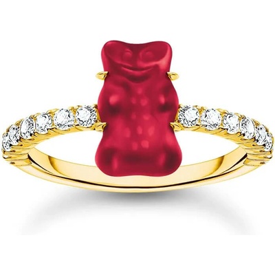 Thomas Sabo Пръстен Thomas Sabo x HARIBO Mini Red Goldbear Zirconia 18k златно покритие EU54 (TR2459-414-10-54)