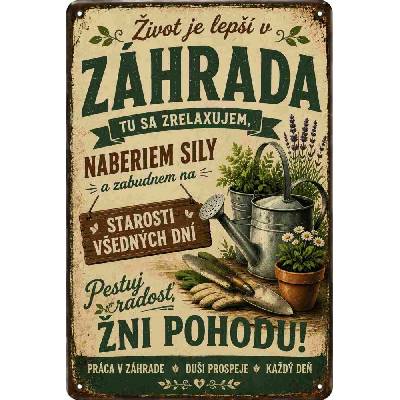 CAB Design - Metal Signs & Decor Plechová ceduľa Život je lepší v Záhrade