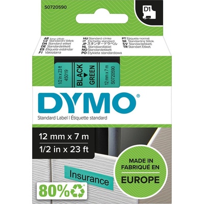 DYMO Dymo 45019 černý tisk zelený podklad 7 m 12 mm