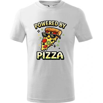 Handel detské tričko Powered by Pizza biela
