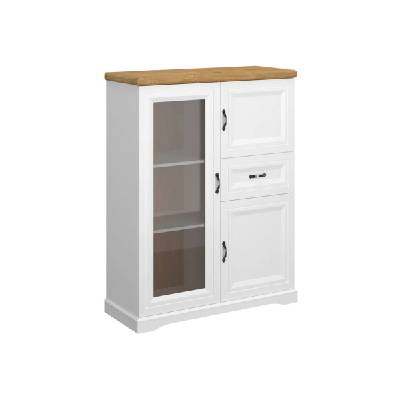 Ниска витрина riva с три врати и чекмедже 2d1w1s бяло / дъб харбор