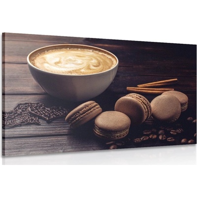 Obraz káva s čokoládovými makrónkami - 30x20