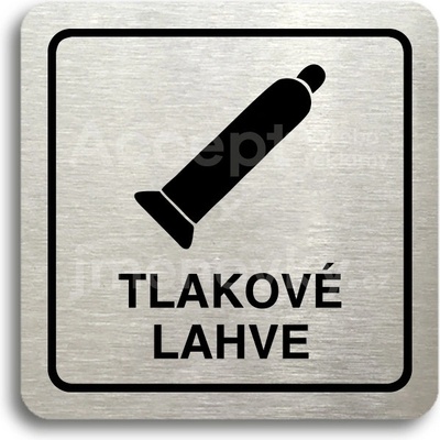 ACCEPT Piktogram tlakové lahve - stříbrná tabulka - černý tisk