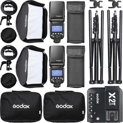 Godox Outdoor set Olympus / Panasonic ( 2x blesk TT685II, 2x softbox 60 x 60, 1x odpalovač, 2x statív )