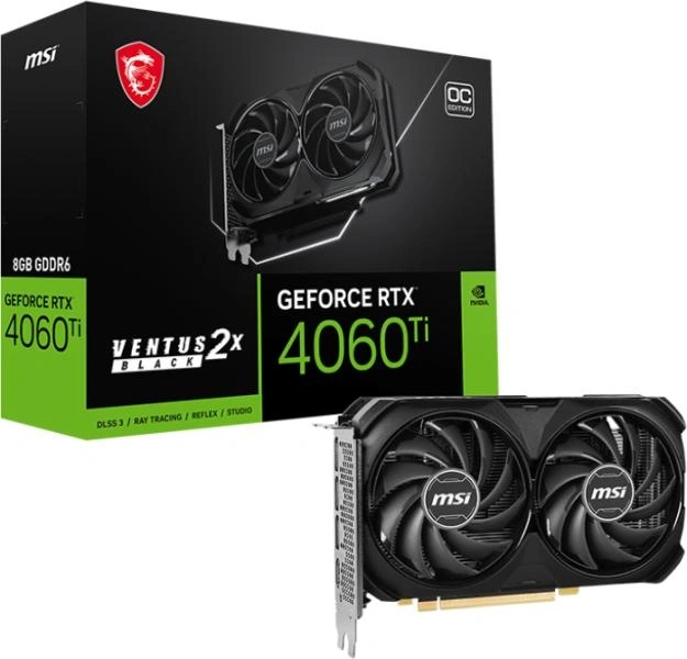 MSI GeForce RTX 4060 Ti VENTUS 2X BLACK OC 8GB GDDR6 128bit (V515-017R)