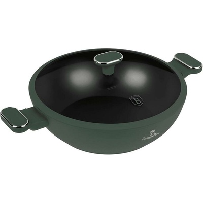 BERLINGERHAUS Panvica wok s pokrievkou a titánovým povrchom 30 cm Matte Green Collection