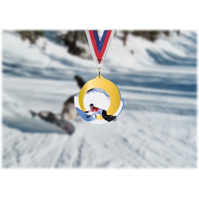 Akrylátová medaile Snowboard Zlatá