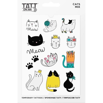 Vodeodolné dočasné tetovačky Mačky TATTonMe mix