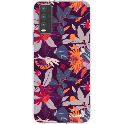Pouzdro Picasee silikonové Vivo Y20s Purple Leaf čiré