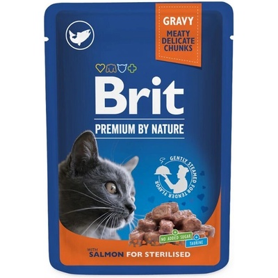 Brit Premium Cat Pouch Sterilized Salmon пауч за кастрирани котки със сьомга 100gr