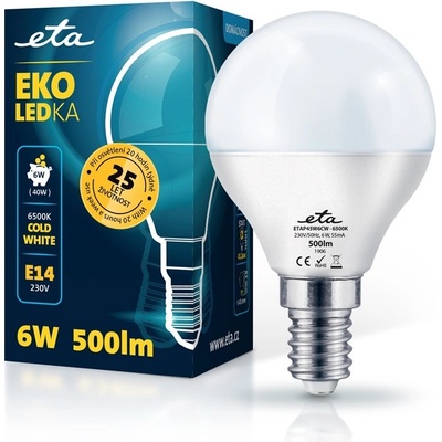 Eta EKO LEDka mini globe 6W, E14, studená bílá