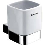 Nimco Kibo - Чаша за четки и паста с държач бяла керамика/хром Ki 14058K-26 (Ki 14058K-26)