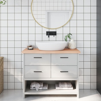 Image 1 of vidaXL Плот за баня 100x40x(2-4) см необработено масивно дърво (3156033)