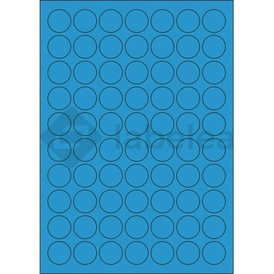 Labelea Samolepiace etikety kruh 25x25 mm farebné papierové, na hárku A4, pre laserovú a atramentovú tlač, Farba etikiet Modrá, Počet hárkov v balení 100 EPY999025PB070S
