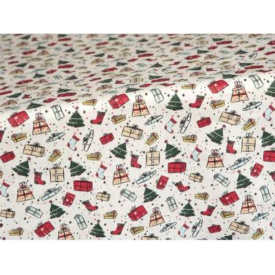 SCANquilt ubrus VÁNOCE dárky smetanová 140x180 cm