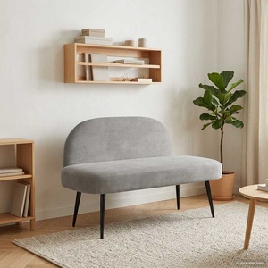 vidaXL Мек бенч с облегалка Светлосиво 110 x 60 x 76 cm Кадифе (42040785)