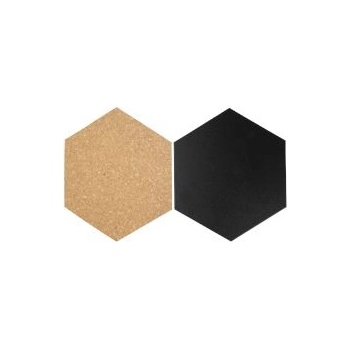 Securit Черна и коркова дъска Hexagon 7бр