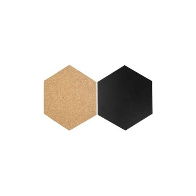 Securit Черна и коркова дъска Hexagon 7бр