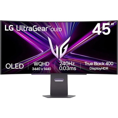 Монитор LG 45GX900A-B, 44.5" UltraGear OLED curved, DWQHD (3440x1440), 0.03ms, 240Hz, NVIDIA G-Sync, AMD FreeSYnc, VRR, USB Type-C, PD 65W, HDR 400, HDMI, DisplayPort, DTS, PIP, PBP (45GX900A-B)