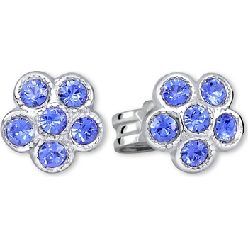 Soliter Strieborné kvietkové náušnice s modrými zirkónmi 438 001 01258 0400660