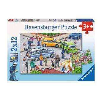 Ravensburger Пъзел Ravensburger 2х12 части - На пътя със сини светлини, 7007578