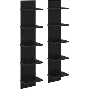 vidaXL Стенен рафт 2 бр. Черен дъб 22 x 15 x 100 см (8012423)