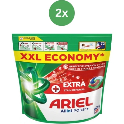 Ariel Plus prací kapsle Extra Clean 2 x 38 PD