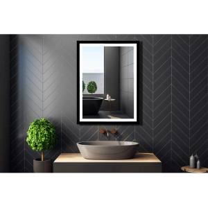 Venti Огледало Venti Luxled с обръщаем размер и LED осветление, черно, 60 см x 80 см (5907459662450)