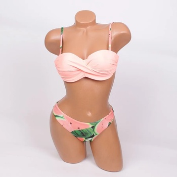 Image 1 of Дамски бански в коралов цвят с дини от три части - чашка В