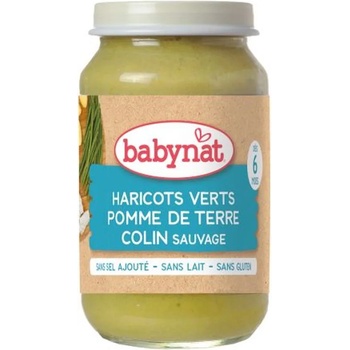 Babynat Био зеленчуково пюре Babynat - Зелен фасул, картофи и див хек, 200 g (3288130590685)