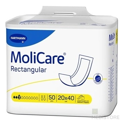 MoliCare Obdĺžnik 3 kvapky 20x40 cm absorpčné 1x50 ks