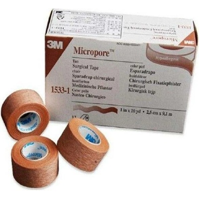 3M Micropore náplast papírová hnědá cívka 2,5 cm x 9,1 m 12 ks