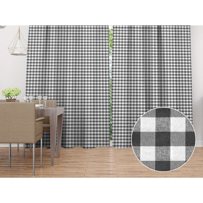Biante Dekoračný záves Rebeka RE-011 Sivo-biela kocka stredná 130x140 cm