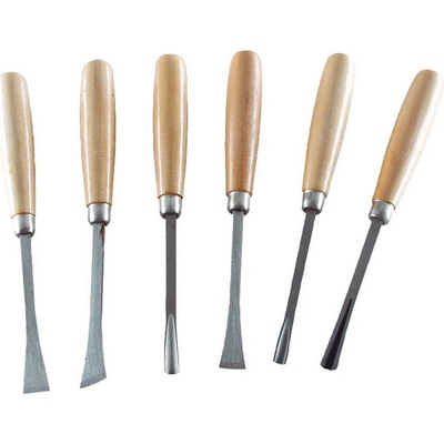 Dláta řezbářská s dřevěnou rukojetí, sada 6ks, délka dlát 165mm