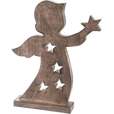 INDECOR Anděl z mangového dřeva s hvězdami 43cm